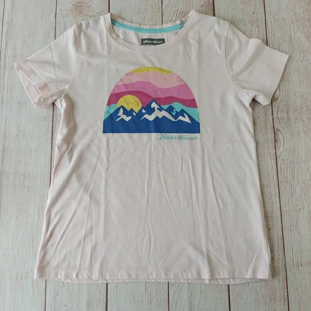 Eddie Bauer pink graphic tee & capri legging set sz L (14/16)